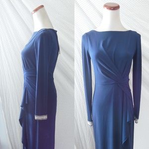 vince camuto beaded cuff ruched jersey dress